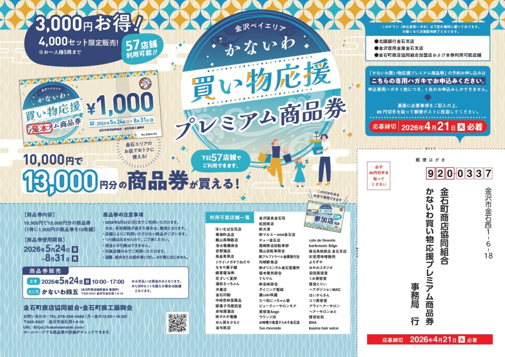 かないわ買い物応援プレミアム商品券